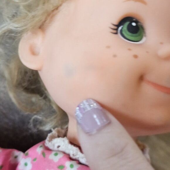 Vintage 1975 Mattel Baby Beans Blond Doll Girl Pink Dress Missing Kitty 11" 70s - Picture 4 of 12